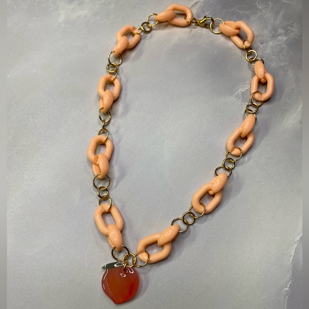 Handcrafted Acrylic and Gold Filled Peach Necklace
